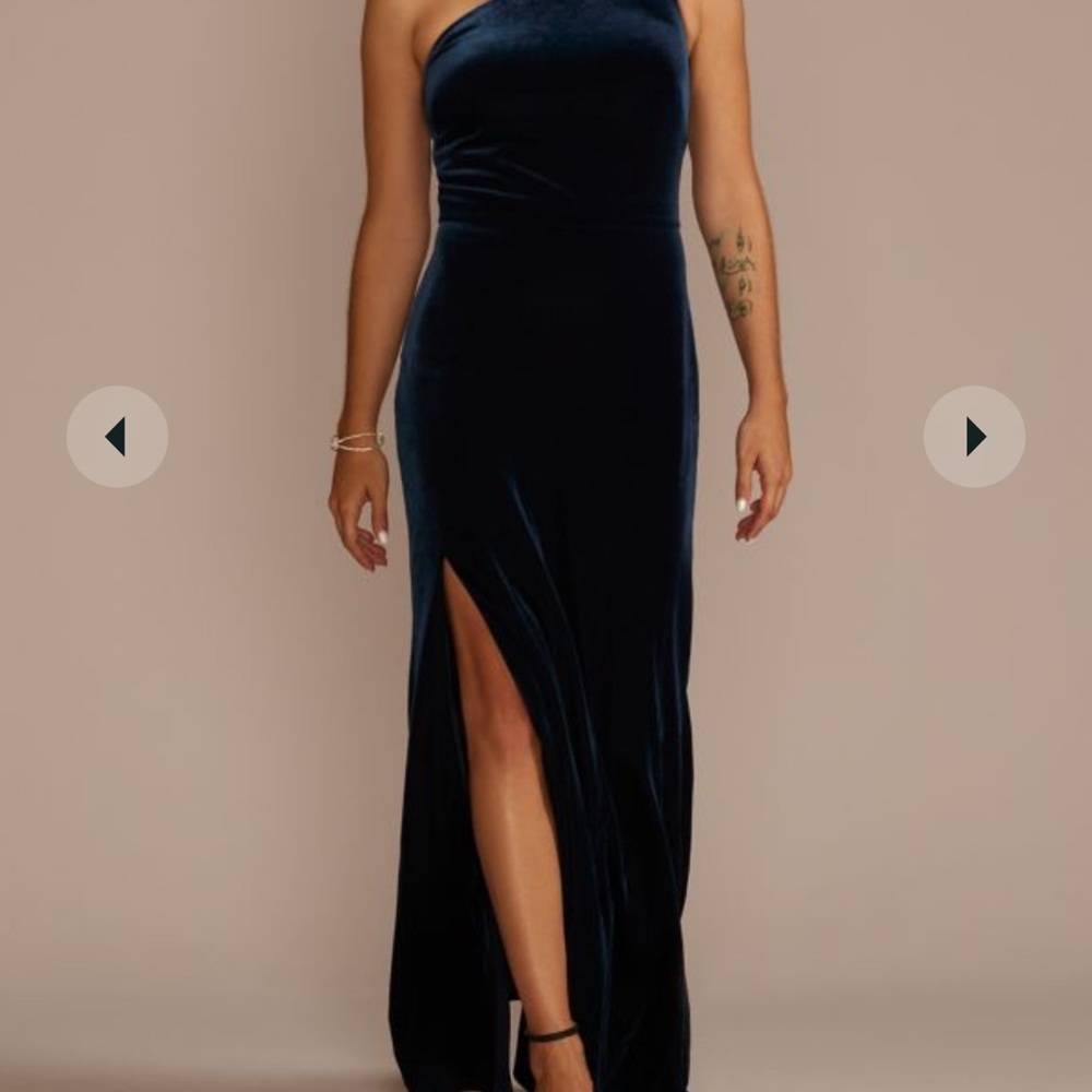 Navy blue velvet one should dress